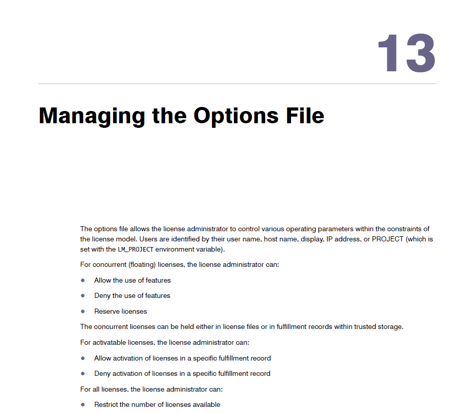 managing the options file