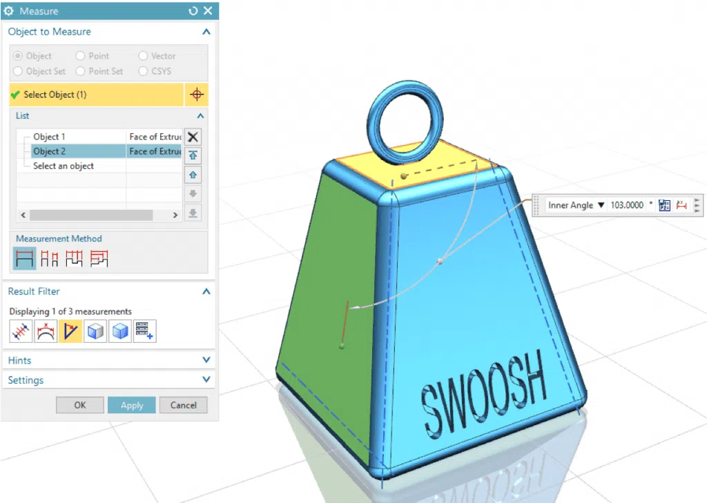 How to use the Measurement Command in NX Siemens NX CAD Tutorial