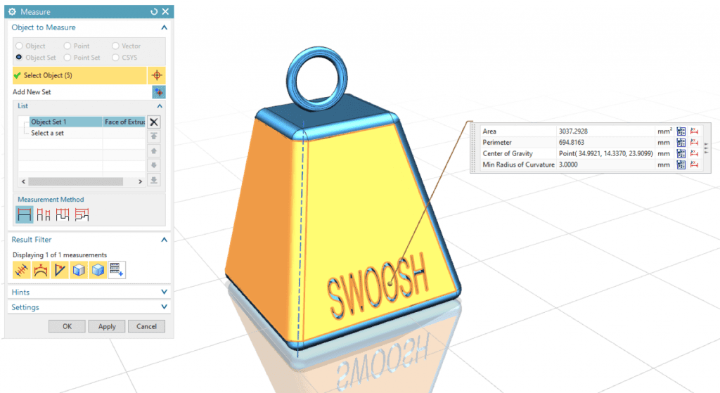 How to use the Measurement Command in NX Siemens NX CAD Tutorial
