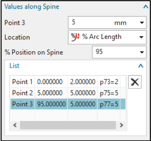 values along spine, nx cad