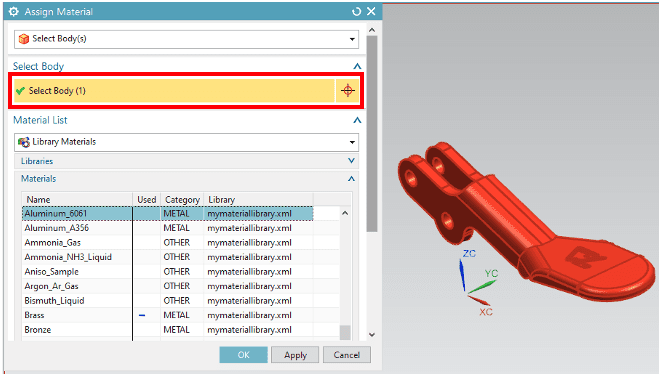 site material library - assigning a material site material library - assigning a material