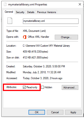 site material library - read only attributes site material library - read only attributes