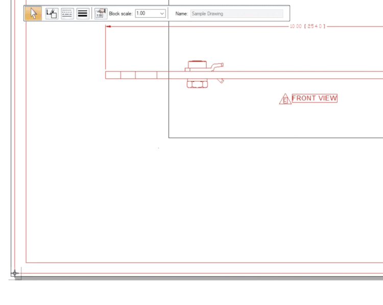 14 - Import DWG to Solid Edge - Drag end to corner Drag the corner of the dwg file to the edge of the drawing sheet
