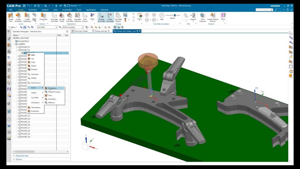 Solid Edge screenshot of manufacturing capabilities for 3D Design